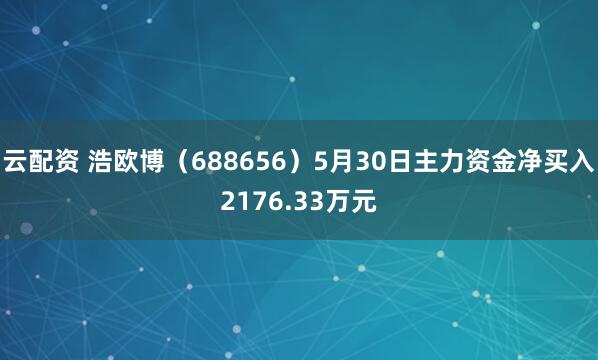 云配资 浩欧博（688656）5月30日主力资金净买入2176.33万元